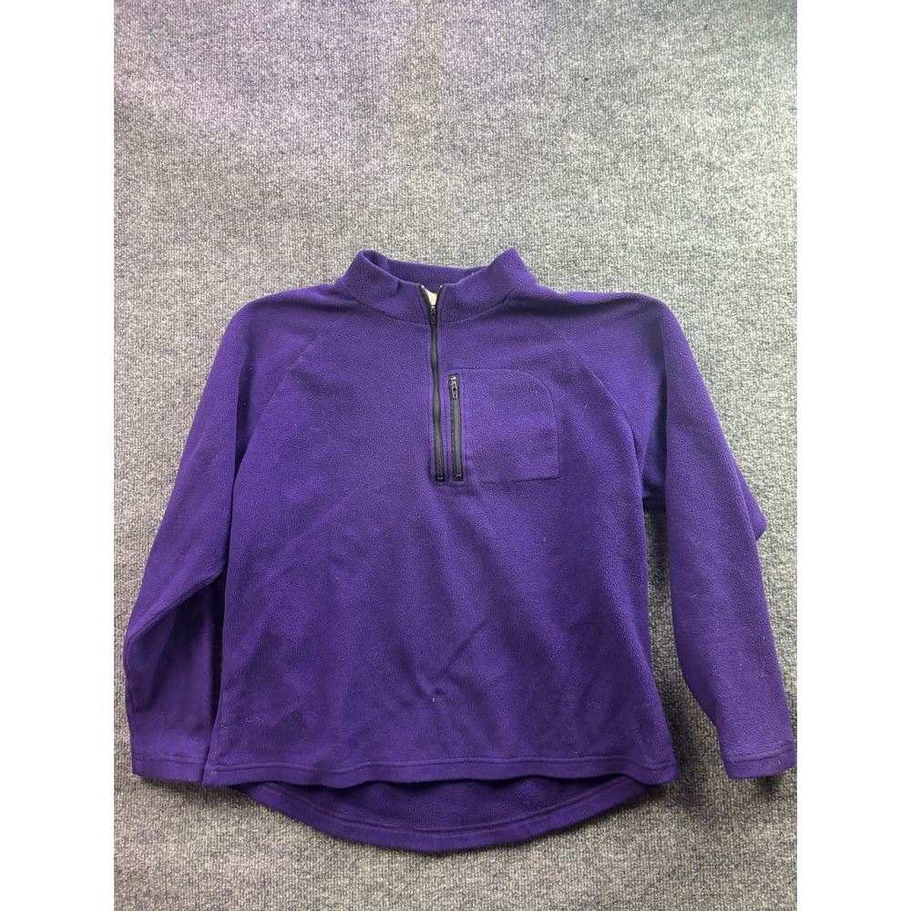 Vintage REI Fleece Pullover Women Large Purple 1/4 Zip Mock Neck Made in USA